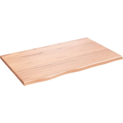 Afbeelding van Wastafelblad 80x50x2 behandeld massief hout lichtbruin