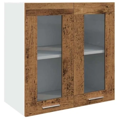 Afbeelding van vidaXL Keukenwandkast met glazen deur 60x31x60 cm oud houtkleurig