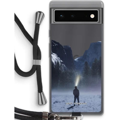 Afbeelding van Case Company® hoesje met Koord geschikt voor Google Pixel 6 Wanderlust Telefoonhoesje Zwart Bescherming aan alle Kanten en Over de Schermrand