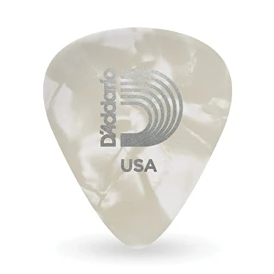 Image de D&#039;Addario 1CWP4 25 Médiators guitare Celluloïd motif perle blancs, pack de 25, Medium