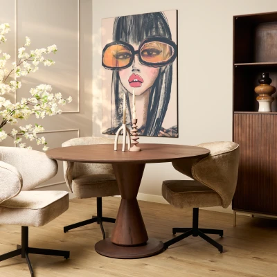Afbeelding van Mangoe Eettafel Lima Walnut 150 cm Rond