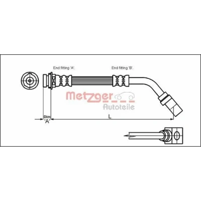 Afbeelding van METZGER 4114751 Remslang 395 M10 x 1