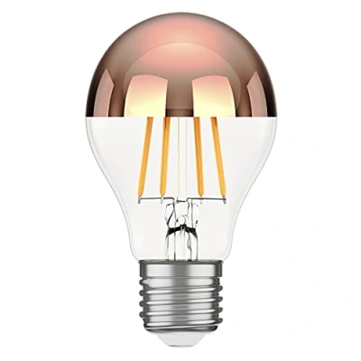 Afbeelding van ledscom.de Ledlamp E27, A60, warm wit (2600 K), 7,5 W, 839 lm, hoofdspiegel (roségoud), peervorm, filament, Edison, glas, LED, gloeilamp, E27 fitting, spaarlamp,