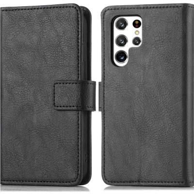 Afbeelding van iMoshion Hoesje Geschikt voor Samsung Galaxy S22 Ultra Met Pasjeshouder Luxe Bookcase Zwart