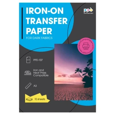 Afbeelding van PPD A3 x 10 vellen PREMIUM Inkjet T shirt Transfer Papier, folie speciaal voor donkere textiel, strijkijzers en thermische pers 107