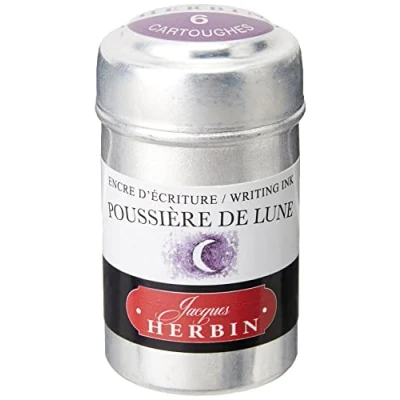 Afbeelding van Jacques Herbin 20148T universele clip on inktpatronen, cilindrische metalen pot, 6 patronen, paarse inkt