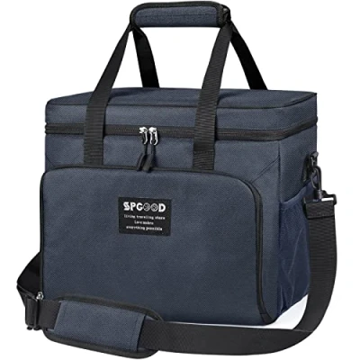Afbeelding van koeltas, 20 l/30 l/40 l, thermotas, picknicktassen, groot, geïsoleerd, opvouwbare vriestas, warmhoudtas, lunchtas, boodschappentas voor strand, picknick, camping, BBQ/kantoor, blauw, 20L