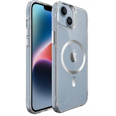 Afbeelding van imoshion Hoesje Geschikt voor iPhone 14 Glitter Backcover MagSafe 2.0 Zilver