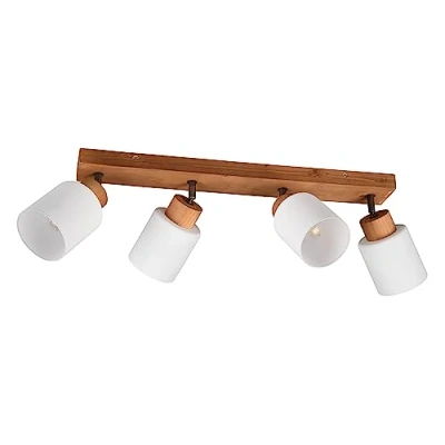 Afbeelding van Reality LED Plafondspot Plafondverlichting E14 Fitting 4 lichts Rechthoek Bruin Hout