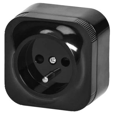 Afbeelding van Miratic Elektrisch stopcontact, 2P+T, 16 A/230 VAC IP20, Franse versie, opbouwstopcontact voor wandmontage binnenshuis, wandcontactdoos met glanzende afwerking