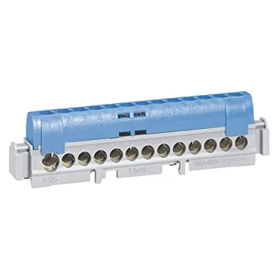 Afbeelding van Legrand 004844 aansluitblok, geïsoleerd, IP2X Neutraal, 1 aansluiting, 6 mm² tot 25 mm², 113 mm lengte, blauw