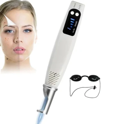 Afbeelding van Picoseconde pen voor het verwijderen van tatoeages, littekens, moedervlekken, sproeten, bruine vlekken, haken, met bril, blauw