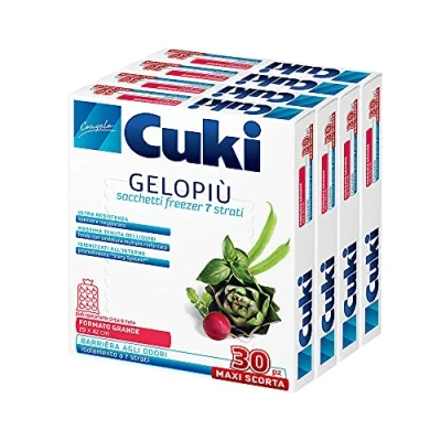 Afbeelding van Cuki Geloplus Grote diepvrieszakken, 29 x 42 cm, 6 l, 4 verpakkingen van 30 stuks, 780 g, stuks
