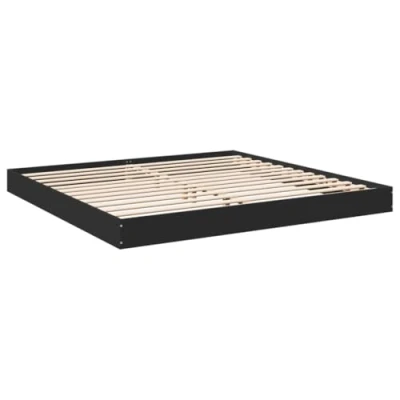 Afbeelding van Bedframe bewerkt hout zwart 180x200 cm