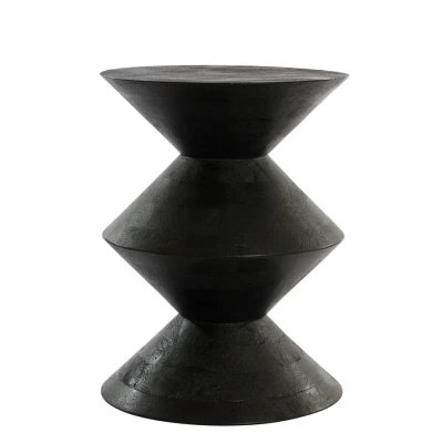Afbeelding van Light &amp; Living Bijzettafel Mangohout Matzwart Larus Ø 45 x 60cm