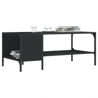 Afbeelding van Salontafel met rek 100x51x40 cm bewerkt hout zwart