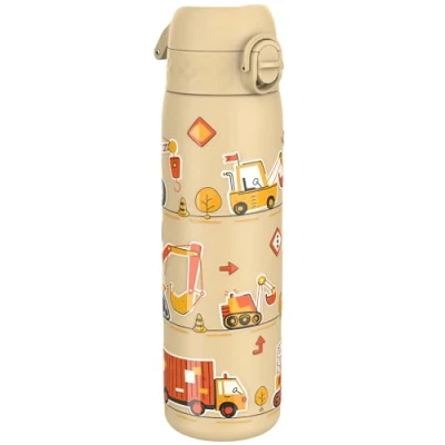 Image de ION8 Gourde Inox Léger, 600ml, Non Isolé, Anti Fuite, Facile à Ouvrir, Verrouillage Sécurisé, Lavable au Lave Vaisselle, Poignée de Transport, Durable, Machines Construction