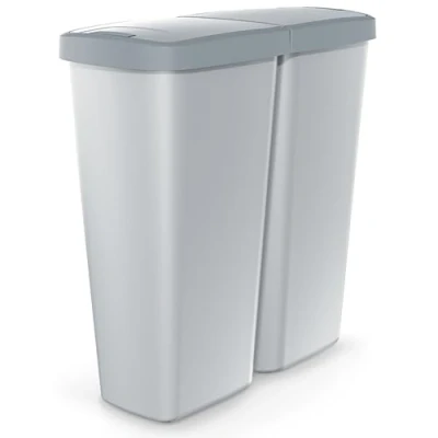 Afbeelding van Monzana® poubelle de cuisine, 50 l, 2 compartiments avec couvercle, bouton pression, bureau, sac jaune, système tri sélectif, recyclage des déchets, gris anthracite