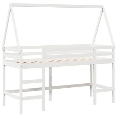 Afbeelding van vidaXL Stapelbed met ladder en dak zonder matras wit 90x200 cm