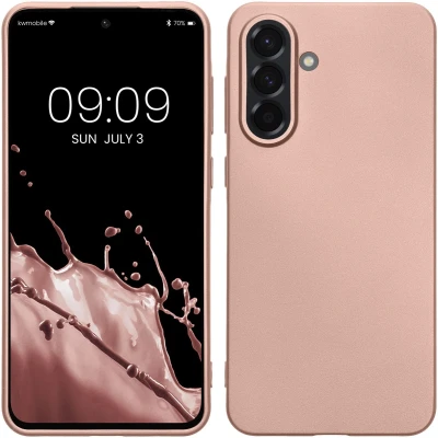 Afbeelding van kwmobile telefoonhoesje geschikt voor Samsung Galaxy A36 5G Hoesje smartphone Back cover in metallic roségoud