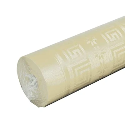 Afbeelding van Pro tafelkleed: damastpapieren wegwerptafelkleed op een rol van 50 m lang en 1,20 breed, ivoorpapier. Damastpapier met chic klassiek universeel patroon, ref R485024I