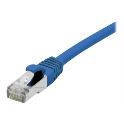 Image de Dexlan Cordon de raccordement RJ 45 (M) pour 1 m S/FTP CAT 6a sans halogène moulé crochet bleu