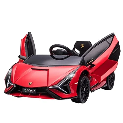 Afbeelding van HOMCOM Elektrische Sportauto voor kinderen, Supercar 12 V Max.snelheid 8 km/u geluidseffecten + rood licht