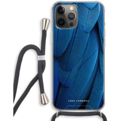 Afbeelding van Case Company® hoesje met Koord geschikt voor iPhone 12 Pro Pauw Telefoonhoesje Zwart Extra Bescherming aan alle Kanten en Over de Schermrand