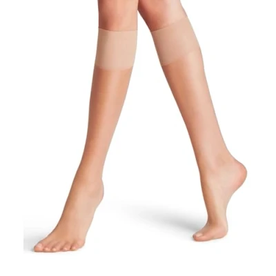 Image de FALKE Shelina 12 DEN W KH ultra transparentes unies 1 paire, Chaussettes longues Femme, Effet peau (Golden 4699), 39 42