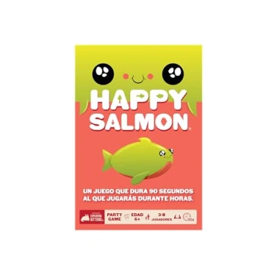 Afbeelding van Exploding Kittens Happy Saumon partyspel voor volwassenen, jongeren en kinderen vanaf 6 jaar, 3 tot 8 spelers, 90 minuten per partij Spaans