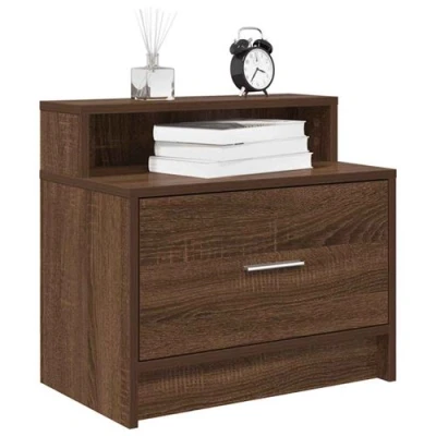 Image de vidaXL Table de chevet avec tiroir chêne marron 51x31x47 cm858680