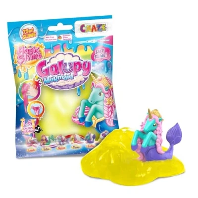 Afbeelding van CRAZE Galupy Mermaid Magic Slime Bag slijmset voor kinderen in 75 ml zak met eenhoorn figuur verrassing, geurloos, zonder resten