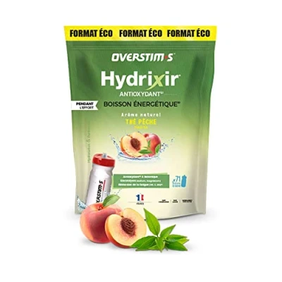 Image de OVERSTIM.s Boisson Hydrixir Antioxydant énergétiquepour le sport Electrolytes (sodium,magnésium) Vitamines (B1,B6,C,E) Réduction de la fatigue (Thé pêche, 3 kg)