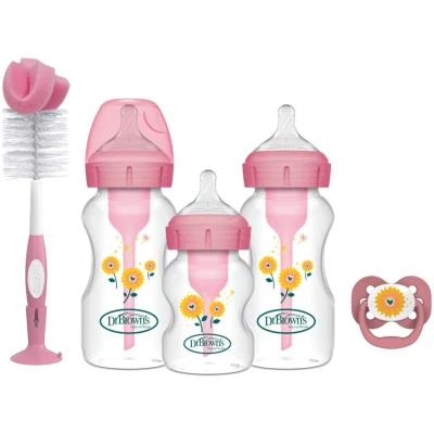 Afbeelding van Dr. Brown&#039;s Options+ Anti Colic Starterset Brede halsfles Roze