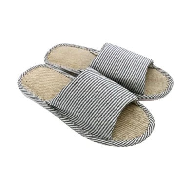 Afbeelding van AioTio Casual pantoffels van katoen en linnen voor dames heren, zacht, open teen, comfortabel, ademend, antislip, binnen buiten, Marinier