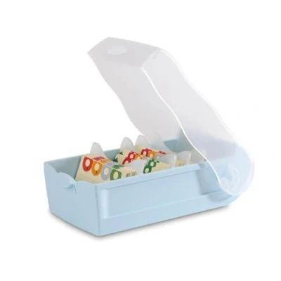 Afbeelding van HAN 997 884 Croco leerkaartenbox met 5 vakken leersysteem, voor 900 kaarten, steunplaten + 100 leerkaarten, pastelblauw