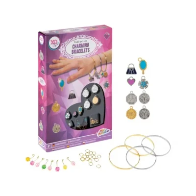 Afbeelding van Grafix Maak je eigen Bedel Armbandjes Sieradenpakket voor Kinderen Totaal 4 Meisjes Speelgoed