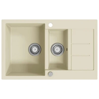 Afbeelding van Gootsteen dubbele bakken graniet beige