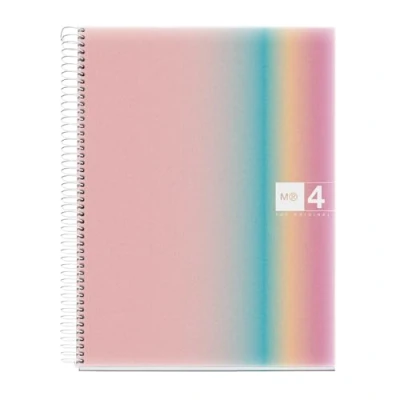 Afbeelding van Miquelrius Notitieboek, A4, geruit, 5 mm, 120 vellen 70 g/m², 4 gekleurde strepen, microgeperforeerde spiraal, polypropyleen omslag, gaten, notebook A4 Aurora West Bay