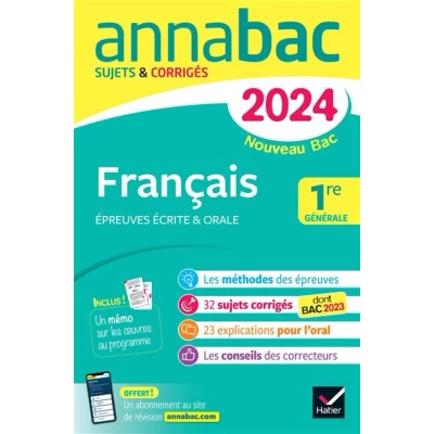 Image de Annales du bac Annabac 2024 français 1re générale (bac de écrit &amp; oral)
