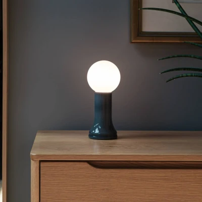 Afbeelding van Tala tafellamp Shore, glas, E27 LED lamp Globe, grijs