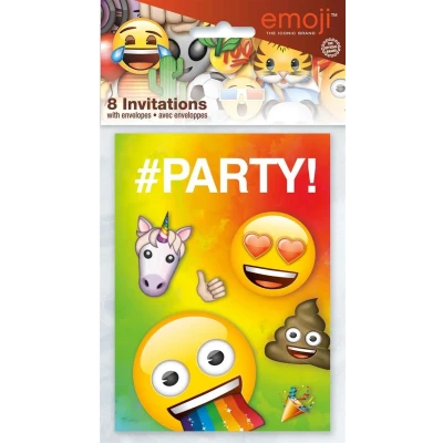 Afbeelding van Uitnodiging Emoji Fun Rainbow 8 stuks
