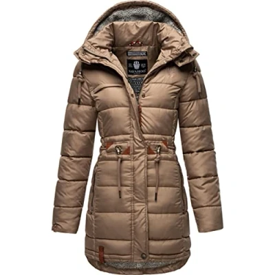 Afbeelding van Navahoo Daliee Gewatteerde winterjas voor dames, kort, warm, met afneembare capuchon, maten XS XXL, Taupe