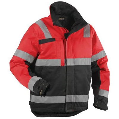 Image de Veste hiver haute visibilité rouge fluorescent/noir, résistant