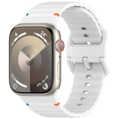 Afbeelding van Apple Watch Wave sportband Wit Geschikt voor 38mm / 40mm 41mm 42mm