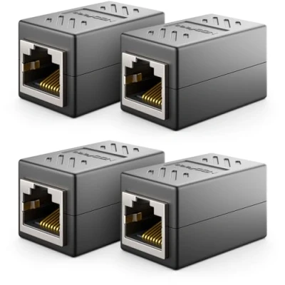 Afbeelding van deleyCON 4 x CAT6 koppeling kabelconnector netwerkkabel patchkabel ethernetkabel modulaire adapter afgeschermd 2 bus RJ45 DSL LAN zwart