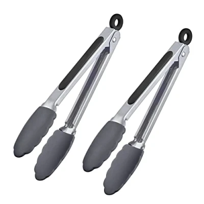 Afbeelding van Westmark 161722E3, set van 2 serveertangen, siliconen lipjes en rubberen handgrepen, lengte 27 cm, roestvrij staal/kunststof/siliconen, Classic Silicone Midi, zilver/zwart