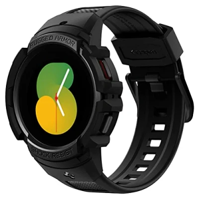 Afbeelding van Spigen Rugged Armor Pro beschermhoes met geïntegreerde armband, compatibel Samsung Galaxy Watch 5 44 mm (2022) en 4 (2021), zwart