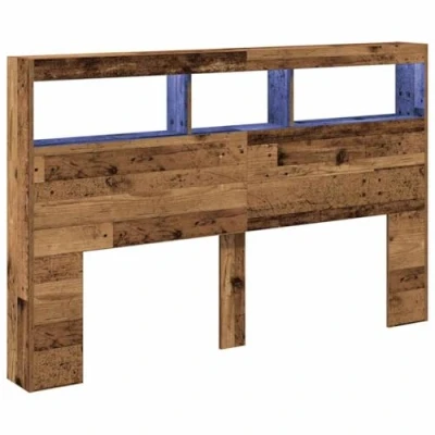 Afbeelding van vidaXL Hoofdbordkast met LED 160x17x102 cm oud hout