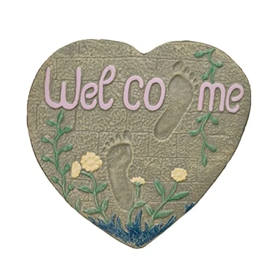 Afbeelding van Relaxdays staptegel welcome stapsteen tuin gietijzeren tuindecoratie wanddecoratie